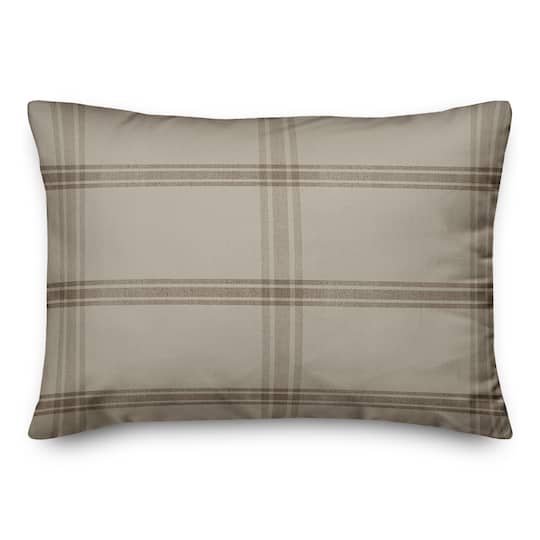 Autumn Fall Brown Plaid Throw Pillow
